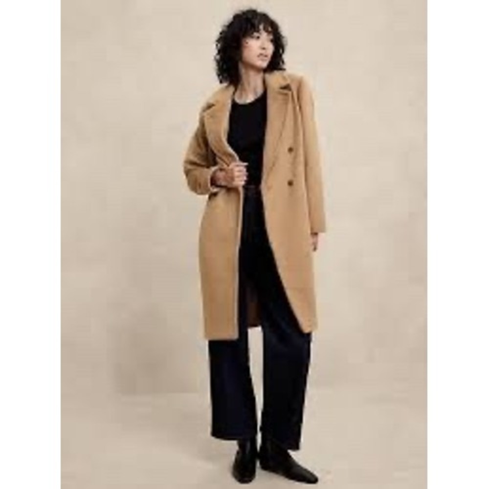 Banana Republic The Timeless Topcoat Camel Tan Double Breasted Long Coat XL